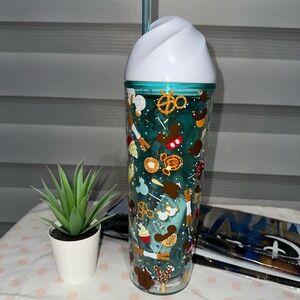 Disney Parks Exclusive Disney Parks Food Icons Acrylic Tumbler and Straw New